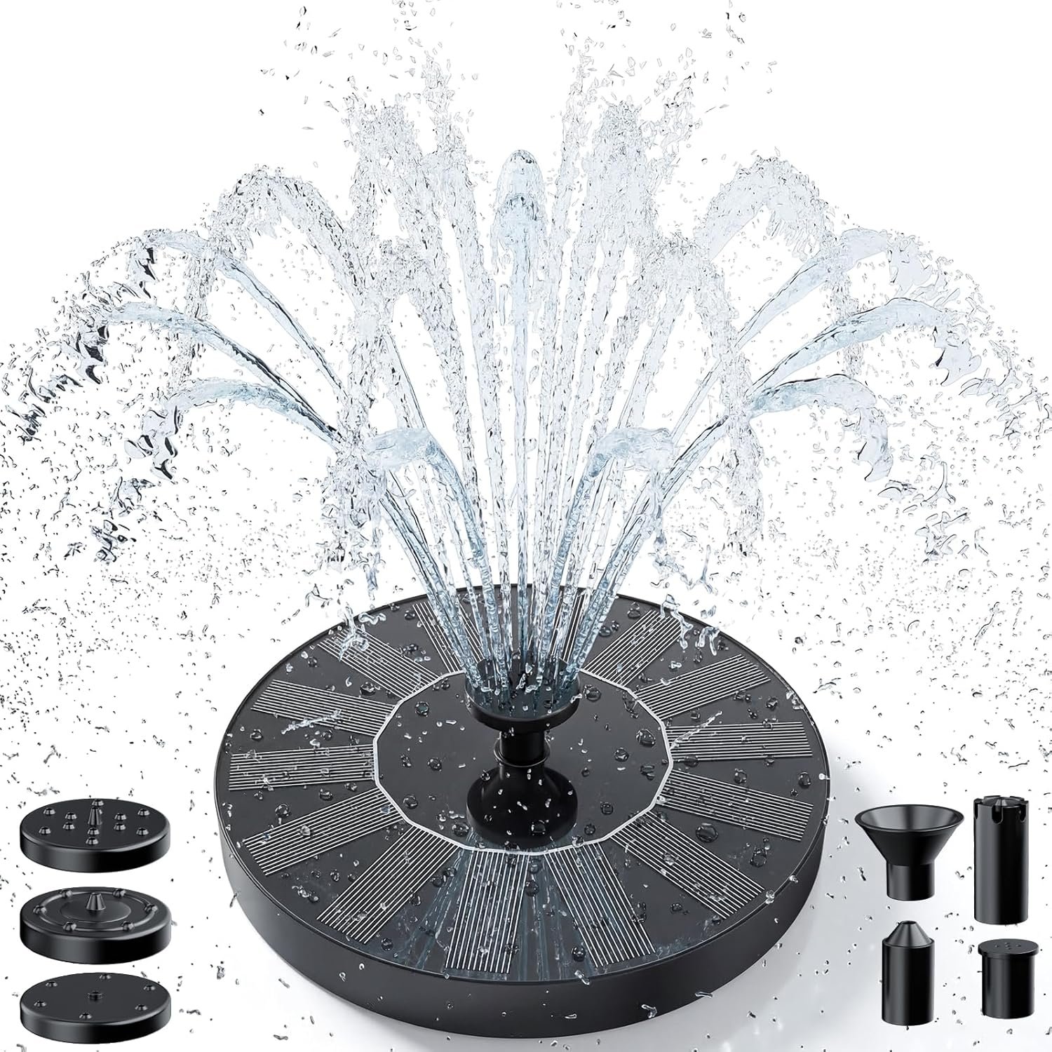 AMZtime 1.4W Solar Bird Bath Fountain with 4 Fixed Rods with Upgraded Panel | Solar Fountain Pump Solar Powered Floating Water Fountain Pump for Bird Bath, Ponds, Garden, Fish Tank and Outdoor