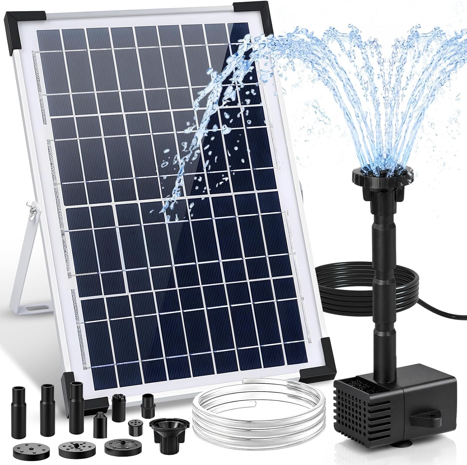 DDcafor Solar Water Fountain Pump 12W Solar Water Pump for Fountain | Solar Powered Bird Bath Water Fountain with 6 Nozzles Solar Fountain for Small Pond,Fish Tank,Outdoor Garden Water Feature