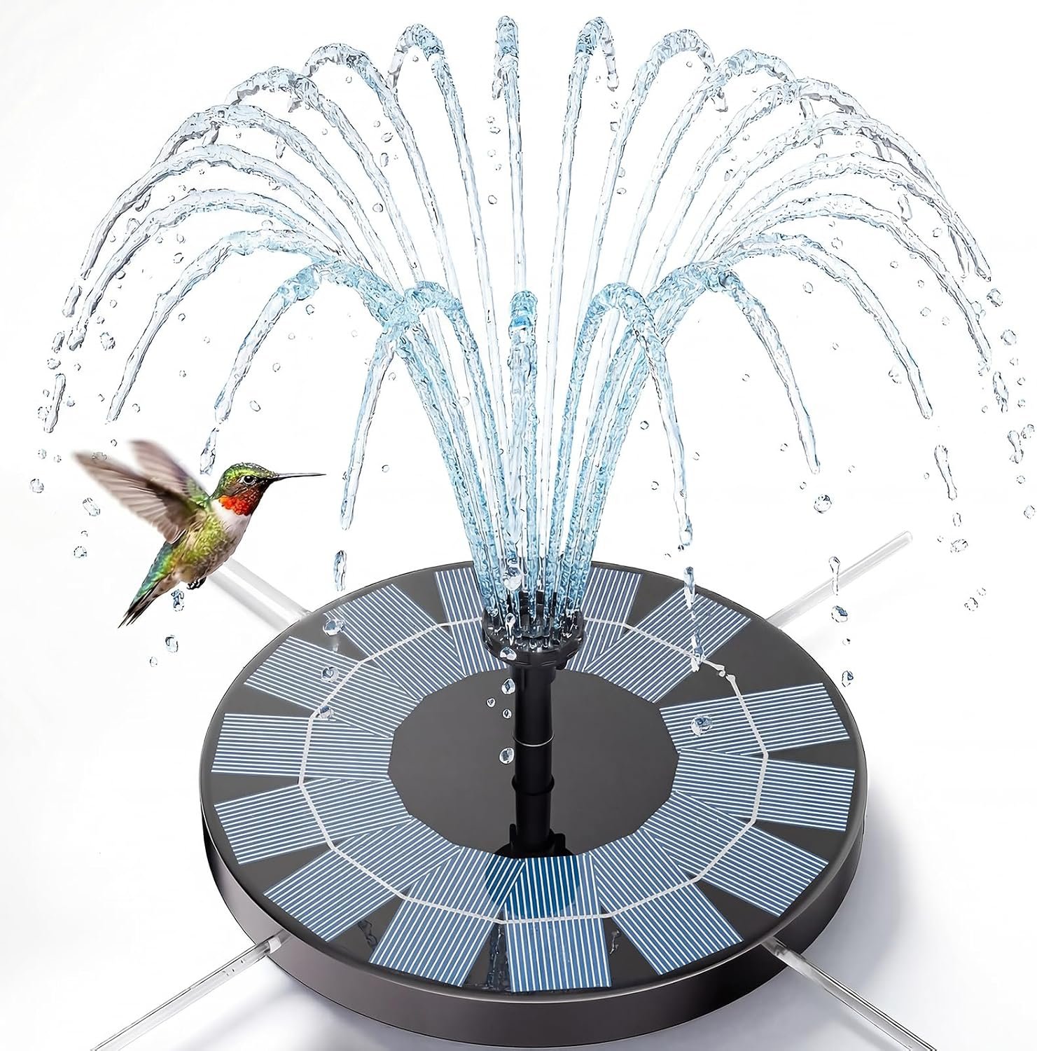 AISITIN 2.5W Solar Bird Bath Fountain Pump, with 6 Nozzles & 4 Fixer | 6.7″ Solar Fountain Pump, solar pump for fountain for Garden, Ponds, Pool, Fish Tank, Outdoor and Aquarium