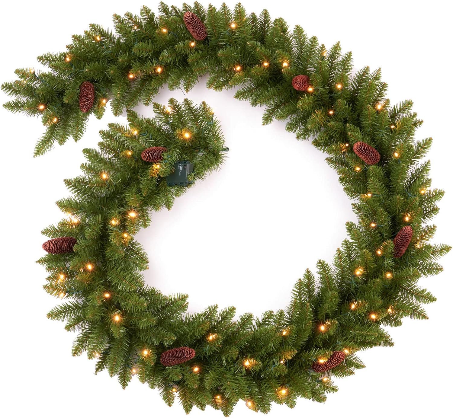 9 FT Christmas Garland Pre-lit 70 LED Lights Holiday Artificial Decor for Stairs Mantle Door Indoor Outdoor Garland with Battery Operated Timer