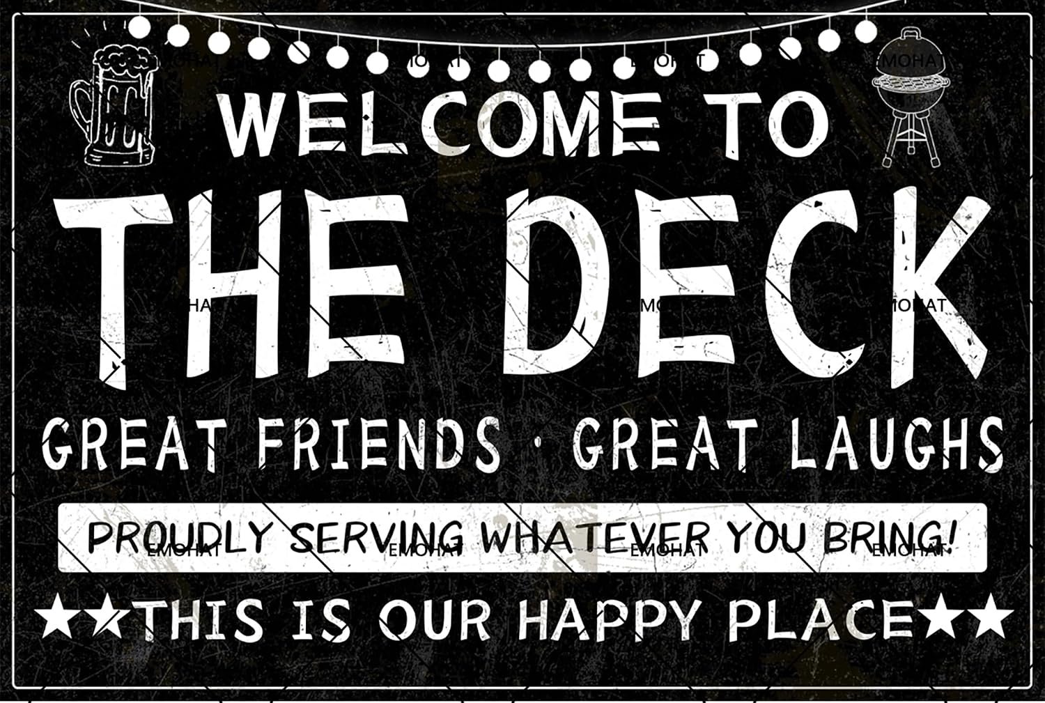 EMOHAT Vintage Metal Tin Signs Welcome to The Deck Metal Sign Tin Wall Plaque Outdoor Accessories Decor Farmhouse Home Balcony Front Door Patio Porch Pool Garden Wall Decorations 8×12 inches