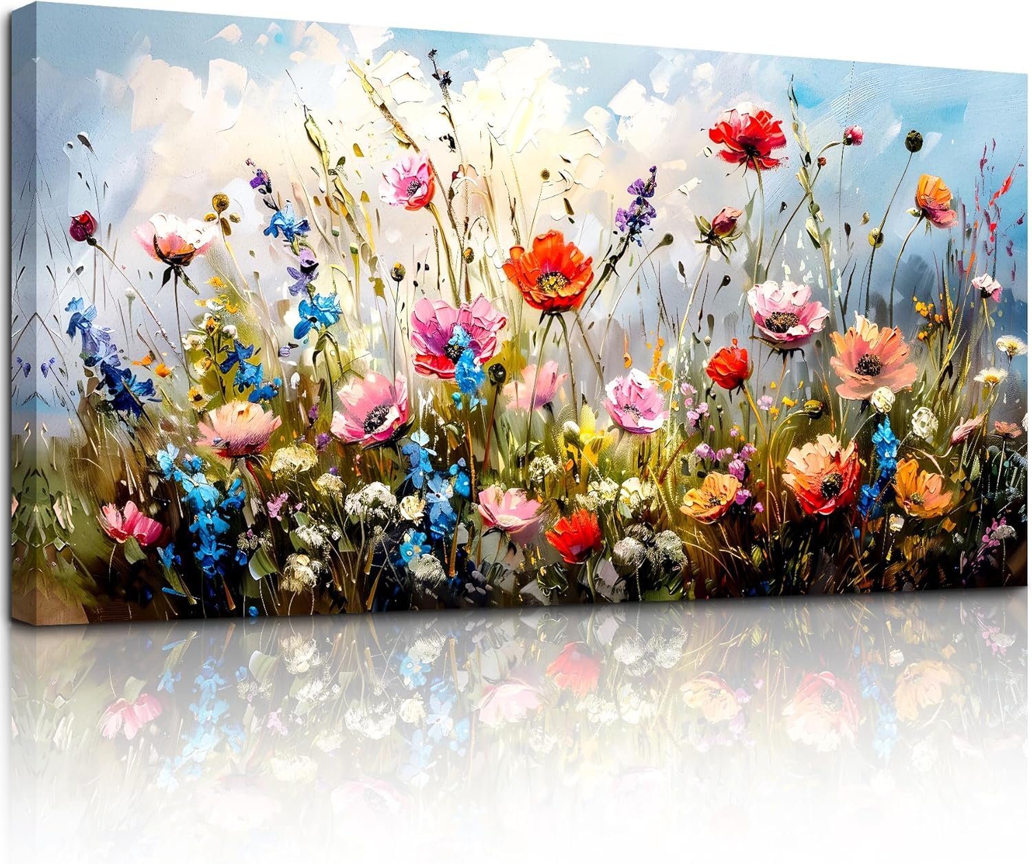 SERIMINO Flower Market Wall Art, Floral Botanical Wall Pictures 20″X40″ | Modern Farmhouse Wall Decor, Colorful Floral Canvas Painting, Living Room Bathroom Decor, Ready To Hang, Vibrant Colors