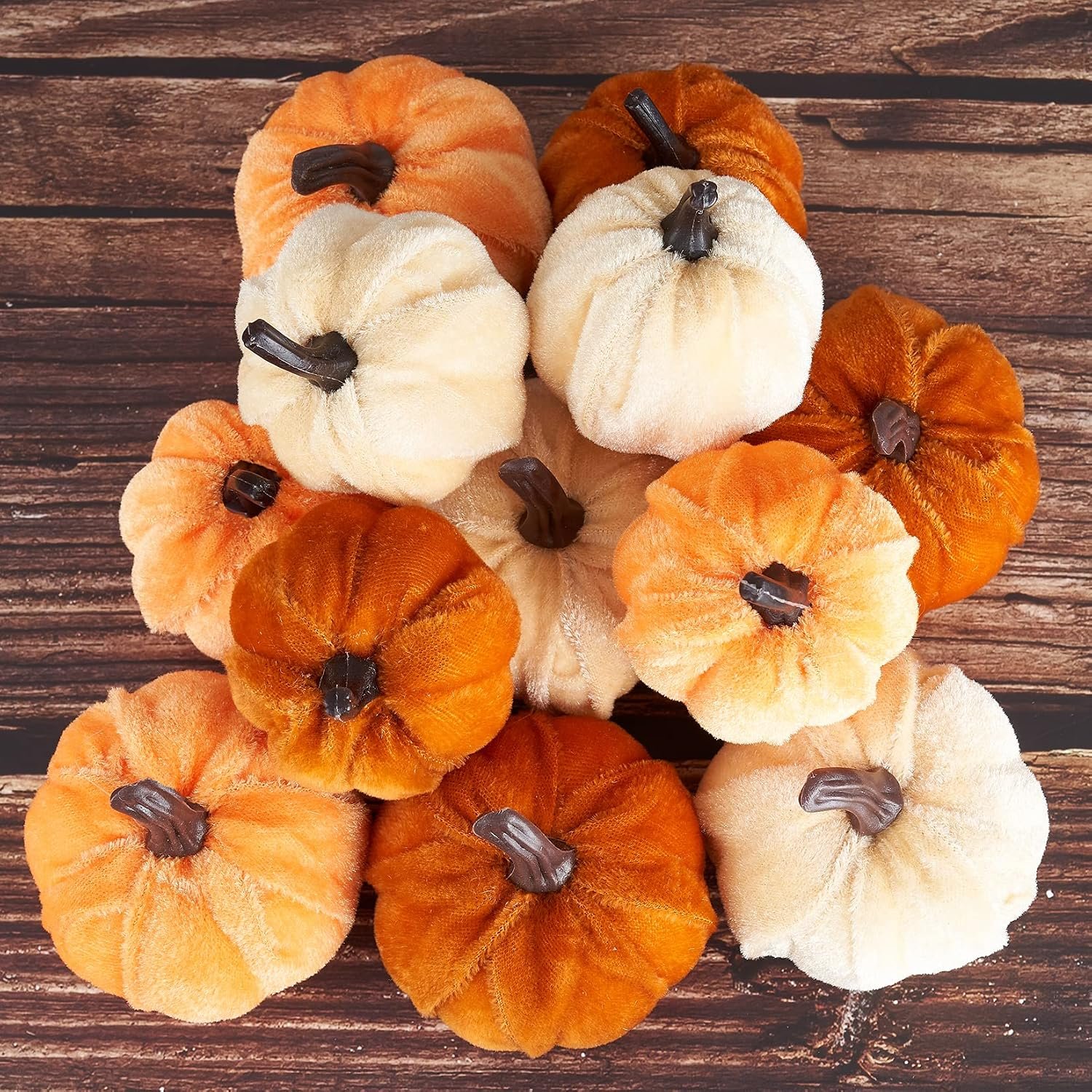 Diahom Pumpkin Decor 12pcs Artificial Velvet Fall Thanksgiving Decoration