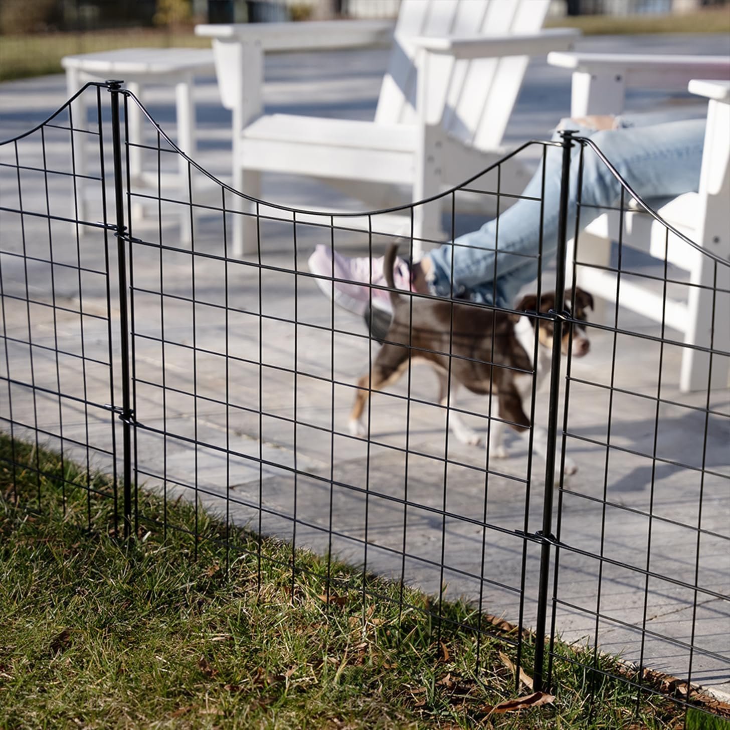 Zippity 25in H Black Metal Fence, DIY Fence Kit | 25inH x 29.5W, 5 Panels + 6 Stakes, Great for Small Dogs, WF29001