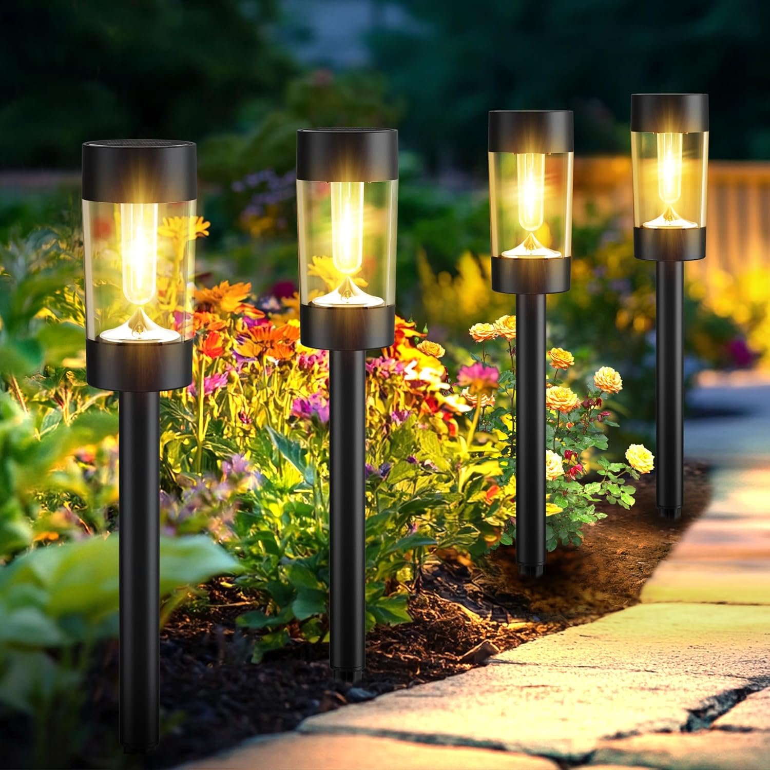 Eyrosa Solar Lights Outdoor, 12 Pack Waterproof Solar Landscape Lighting for Pathway Garden Yard Path Walkway Driveway Lawn Patio Outside Decor, Warm White | Solar Landscape Lighting for Pathway Garden Yard Path Walkway Driveway Lawn Outside Décor
