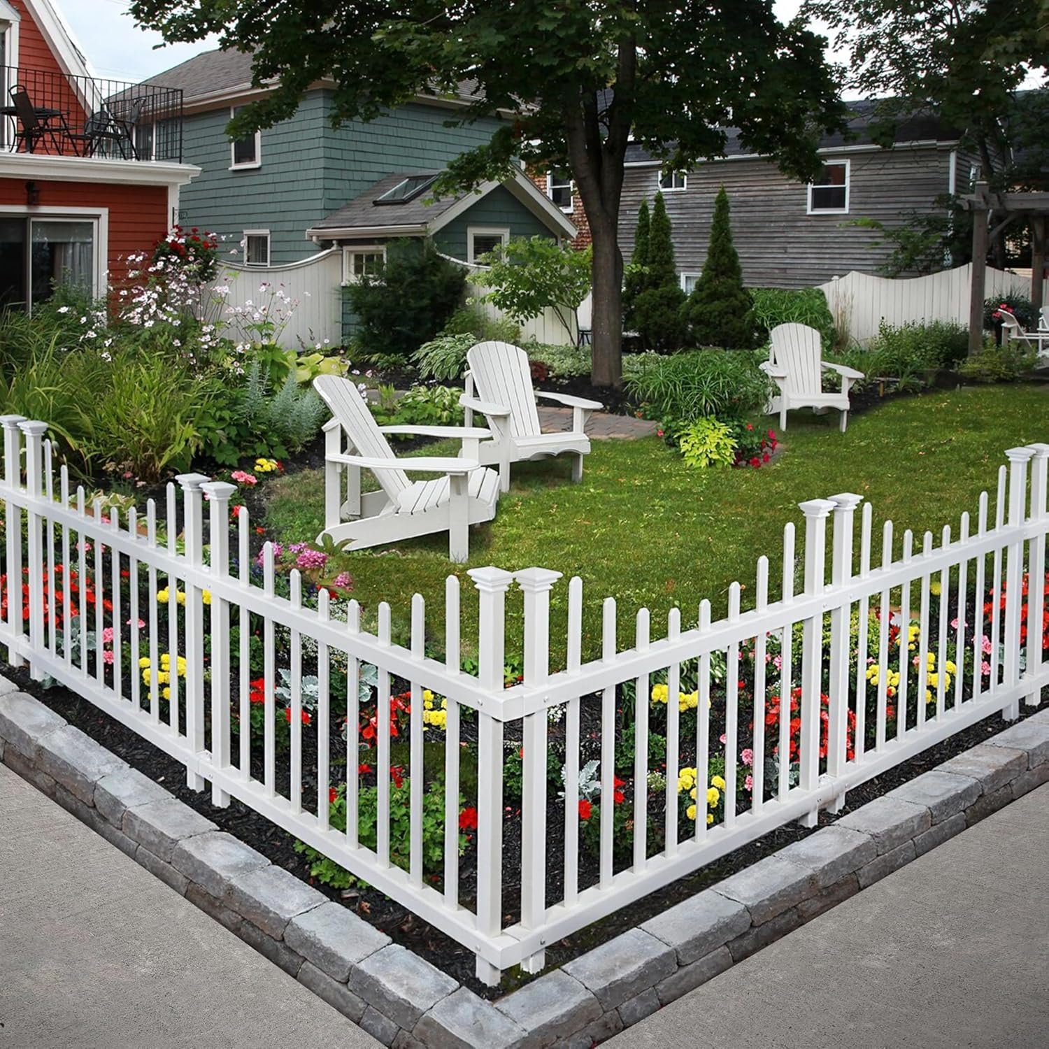 Zippity Washington Picket Fence Panels, White Vinyl DIY No Dig Kit | 2.5ftH x 3.5ftW, 2 Panels, Garden Border for Yard, ZP19048