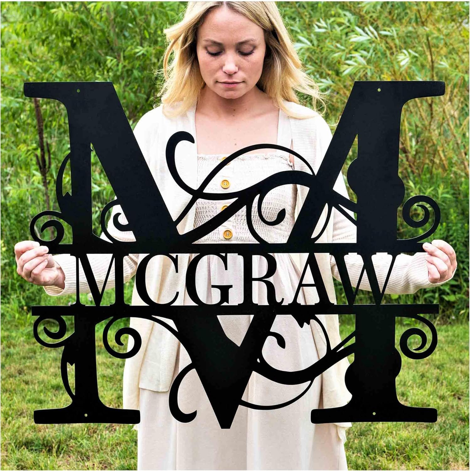 Custom Metal Name Sign | Split Letter Monogram | Outdoor Last Name Sign | Metal Wall Art, Personalized Wedding Gift, Outdoor Sign