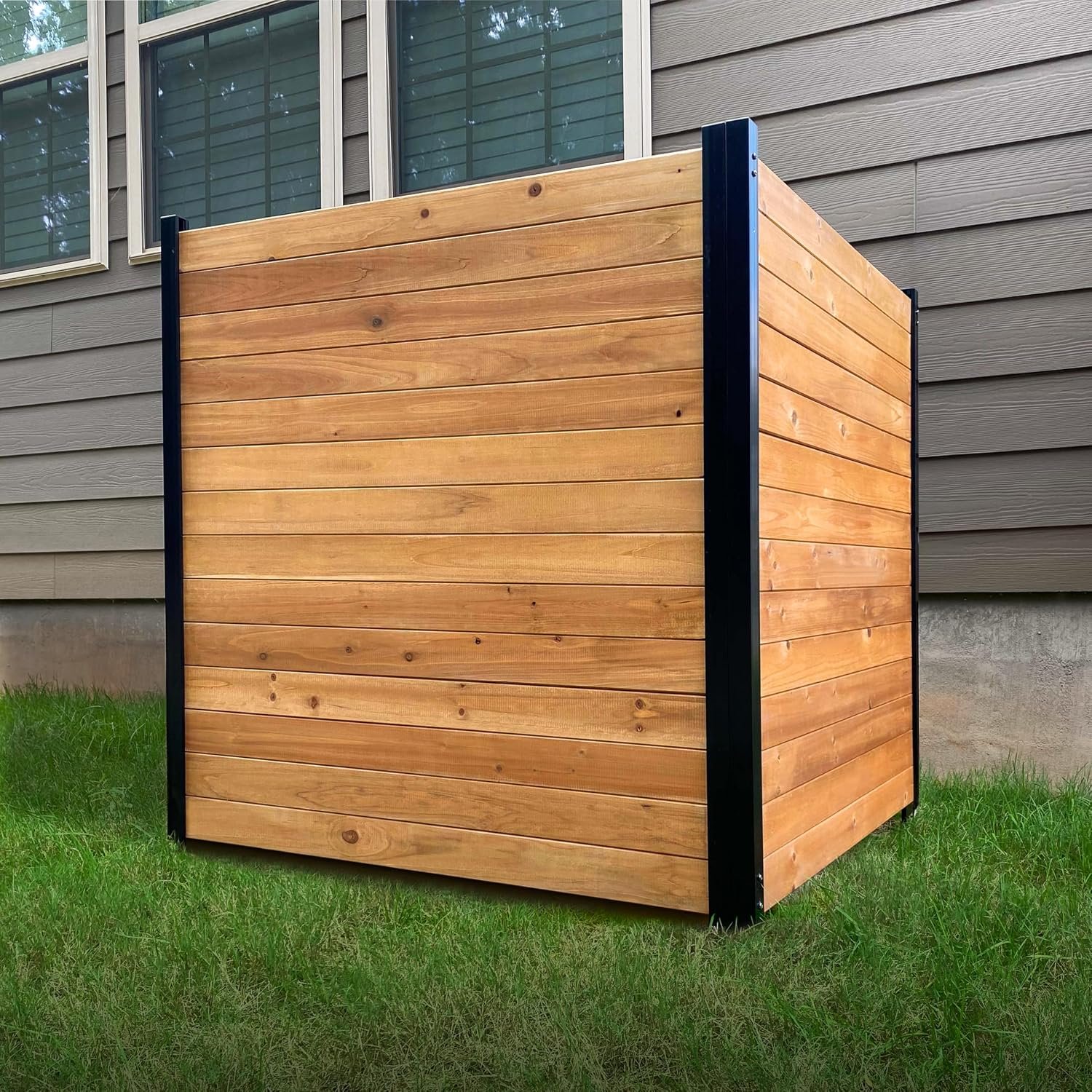 Enclo Richmond Privacy Screen, Cedar Wood, DIY No Dig Screen Kit | 3.5ftH x 3ftW, 2 Panels, AC Unit Privacy Fence, EC18008