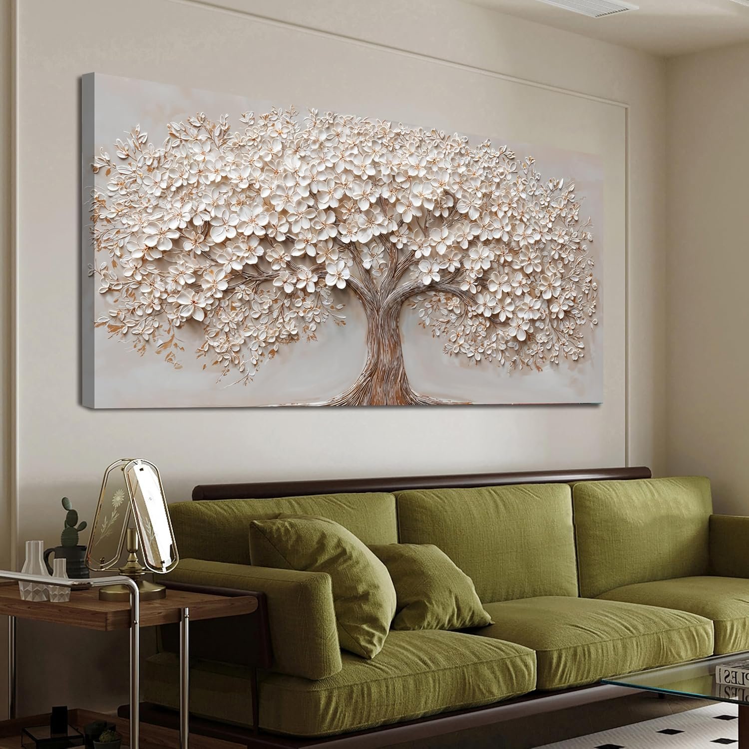 Canvas Wall Art Decor Prints Oversized Wall Art Pictures for Living Room Tree of Life Wall Art Decor Canvas Art Wall Decor Modern Large White Wall Art Prints Artwork for Walls Bedroom Office Decor 29″ X 58″