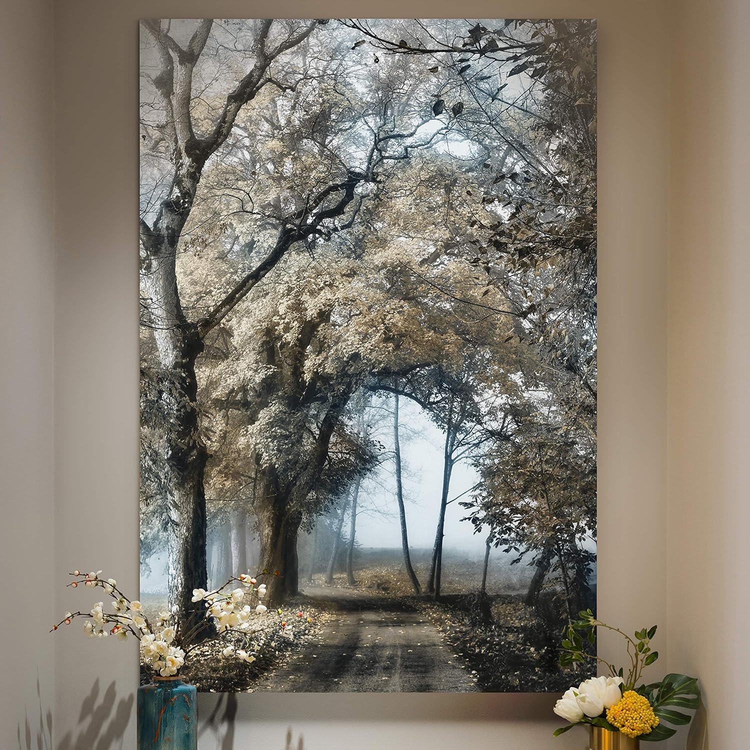 Renditions Gallery Canvas Nature Wall Art Modern Paintings & Prints Decor Romantic Secretive Forest Path Glam Artwork Wall Hanging for Bedroom Living Room Office Kitchen – 32″x48″ LT06