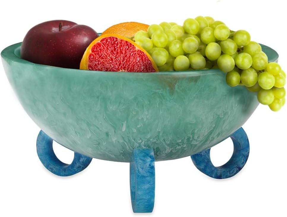 Folkulture Resin Fruit Bowl for Kitchen Counter, 9″ Resin Decorative Bowl | Pedestal Bowl, Centerpiece Table Decorations, Fruit Basket for Coffee Table Décor, Kitchen Counter Décor