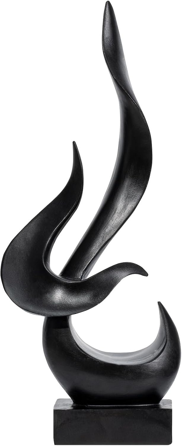 Black Fire Flame Sculpture, Art Modern Abstract Statue, Shelf Accents Decor | Modern Home Resin Sculptures Decorative Objects,Table Top Decor for Livingroom Home Decor,Office Shelf Sculpture