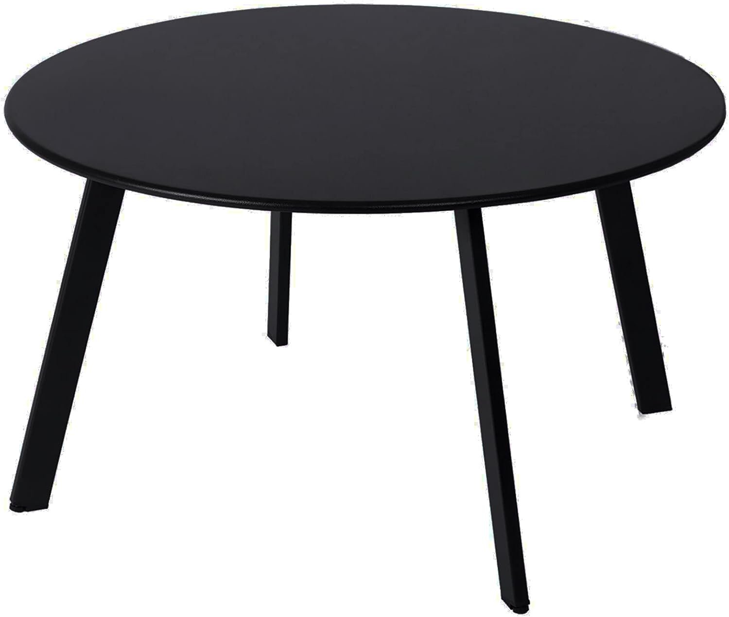 Patio Coffee Table – Metal Steel Outdoor Round Table Weather Resistant Anti-Rust Table (Black)