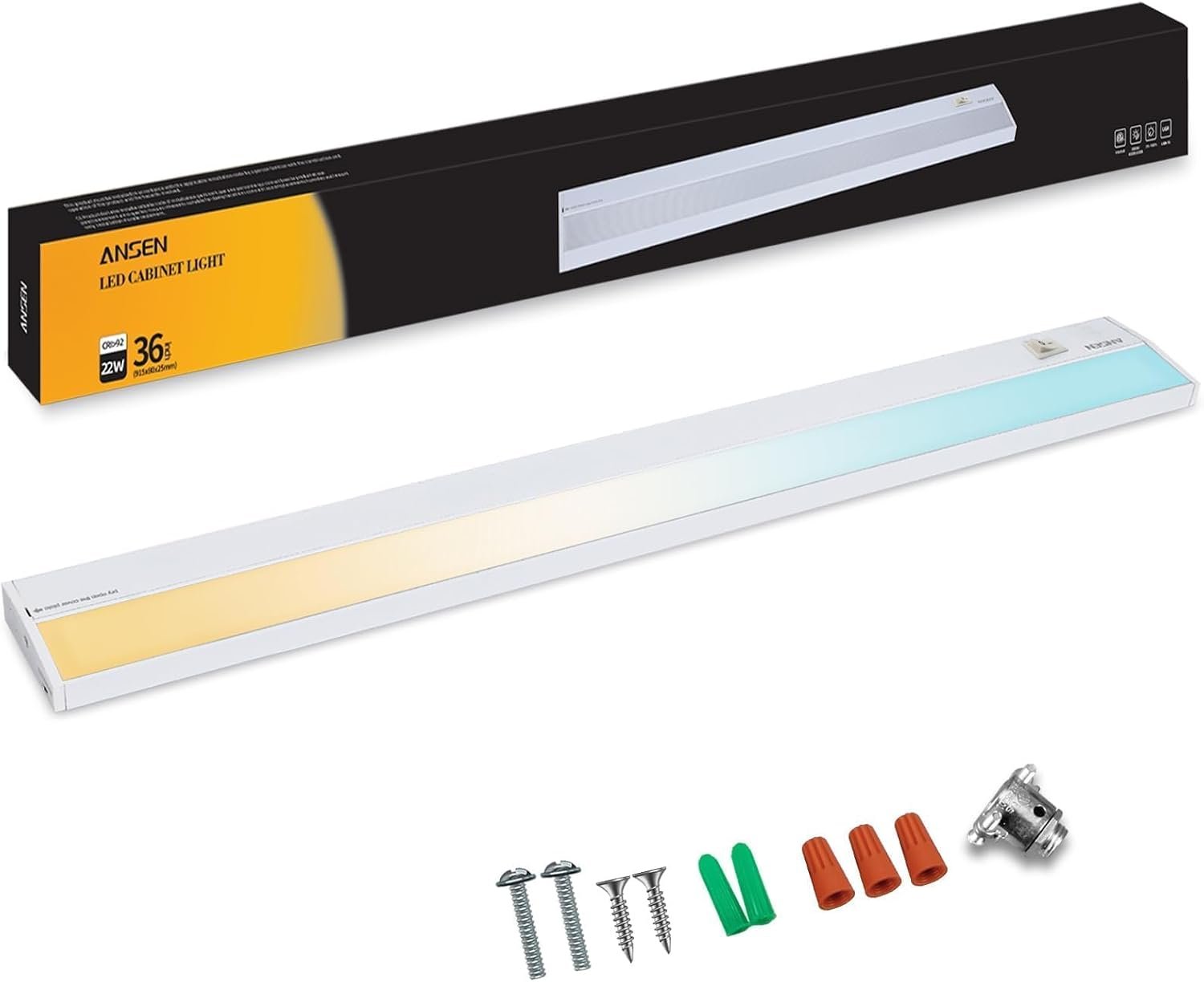 Hardwired Under Cabinet Lighting, 36in 22W LED Light for Kitchen/Closet, 1426lm, CRI>92, R9>90, Dimmable, 5 Color Temperature, 2700K-5000K(Warm White, Cool White, Daylight)