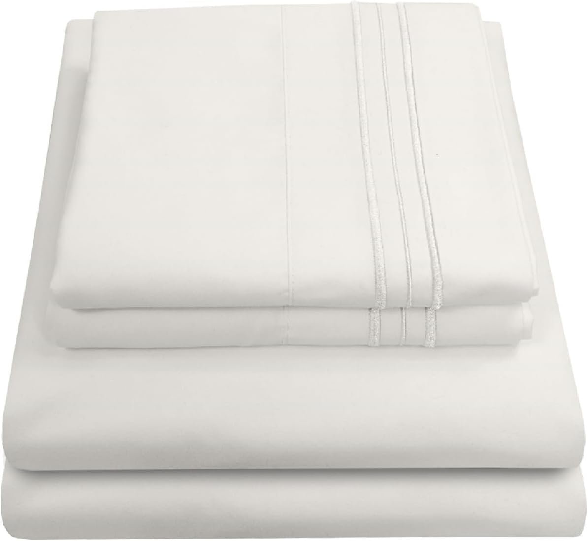 1800 Thread Count Sheet Set – Soft Egyptian Quality Brushed Microfiber Sheets – Luxury Bedding Set with Flat Sheet, Fitted Sheet, Pillow Cases, King, Ivory, Sheet Set