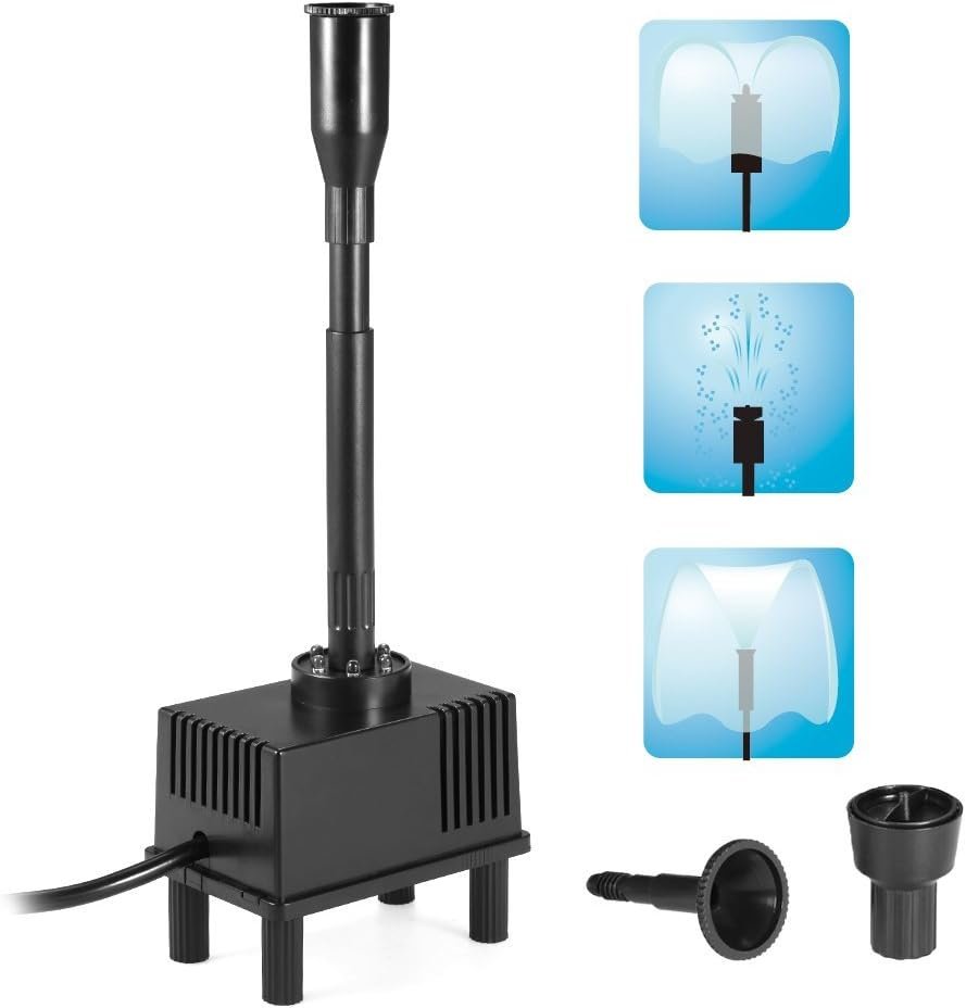 Decdeal Fountain Pump with Lights Led,Submersible Water Pump 600L/H AC 110V | 10W 160GPH Fountain for Aquarium Fish Tank Pond Garden Backyard
