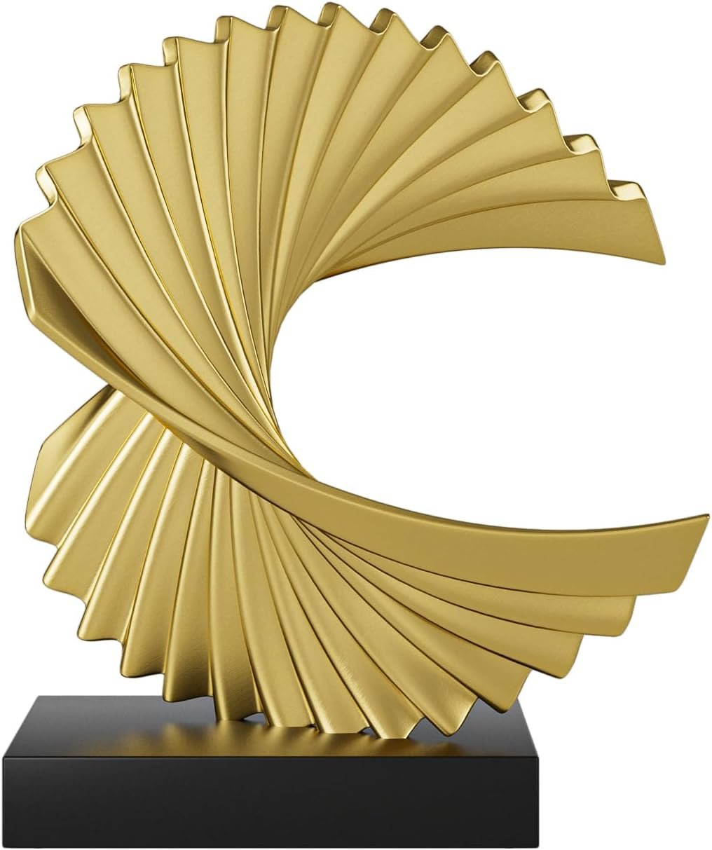 Ocean Wave Statue Abstract Decor, Office Decor Shelf Accents for Men, Gold | Modern Home Resin Sculptures Decorative Objects,Table Top Decor for Livingroom Home Decor,Office Desk Sculpture for Men