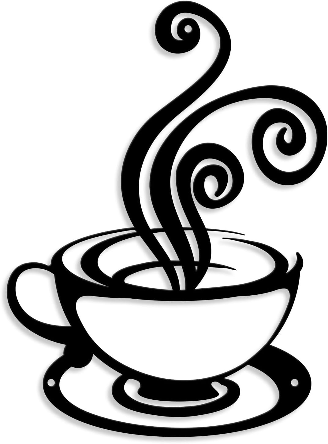 Oubasa Metal Coffee Cup Wall Decor, Black Coffees Cup Silhouette Wall Art, Minimalist Cafe Themed for Office Bar Shop Home Decorations (Coffee)