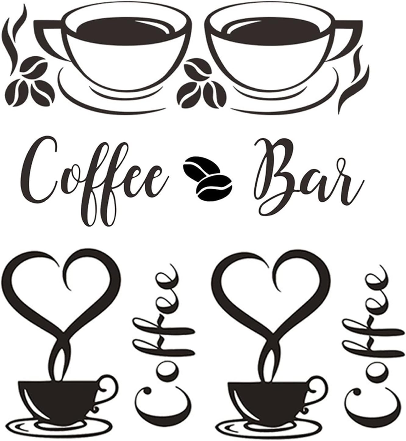 3 PCS Coffee Signs Wall Decor Sticker for Coffee Bar Kitchen Removable DIY Vinyl Decal Wallpaper for Restaurant Kitchen Home Office Shop Hotel Decoration