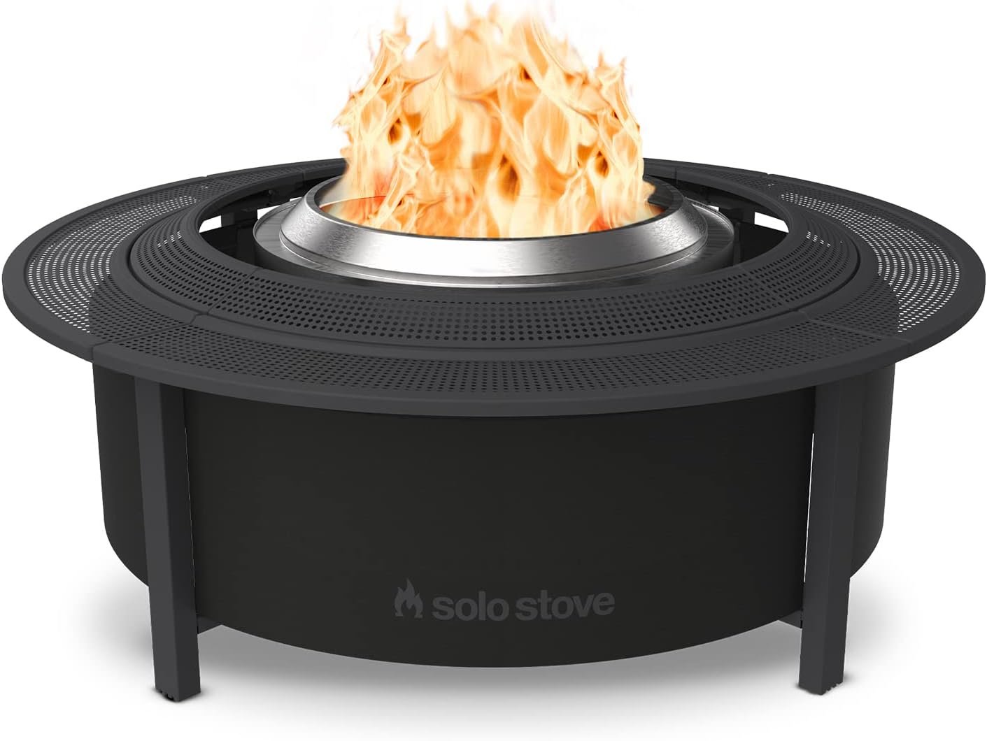 Solo Stove 52.6 Inch Fire Pit Surround Tabletop – Portable Protective Barrier for Wood Burning Fire Pits for Safety & Extra Space – Powder-Coated Steel and UV-Resistant Outdoor Fabric, Black
