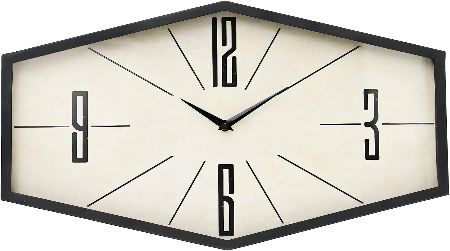 Wall Clocks Battery Operated, Mid Century Modern 20″ Hexagon Geometric Decorative Wall Clock Distressed Vintage Dial Metal Glass,Retro Silent Non-Ticking for Living Room Kitchen Bedroom Decor