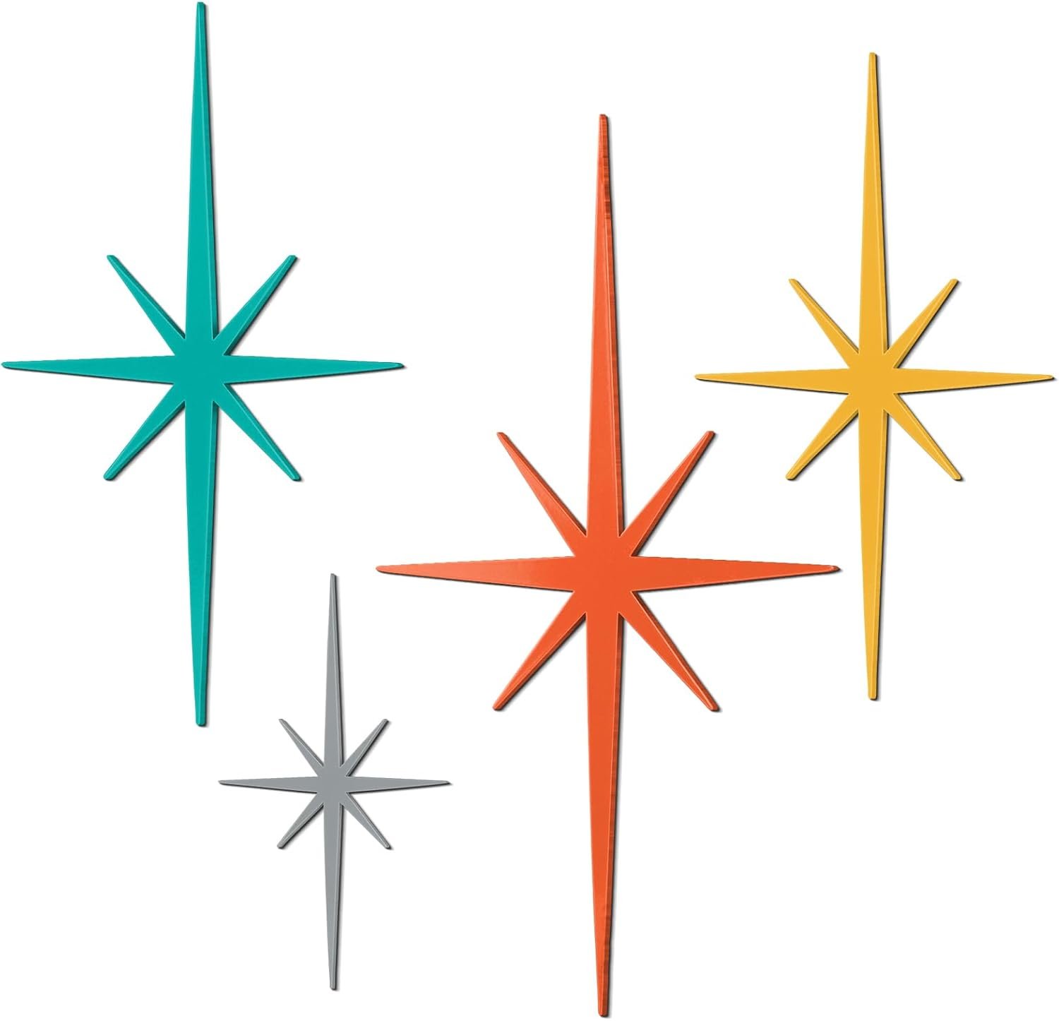 Blulu 4Pcs Starburst Shaped Wall Decor Retro Mid Century Modern,Retro | Cast Iron Whimsical Wall Art Atomic Stars Elegance Accents Vintage Celestial Whimsigoth Hangings for Home Office Room