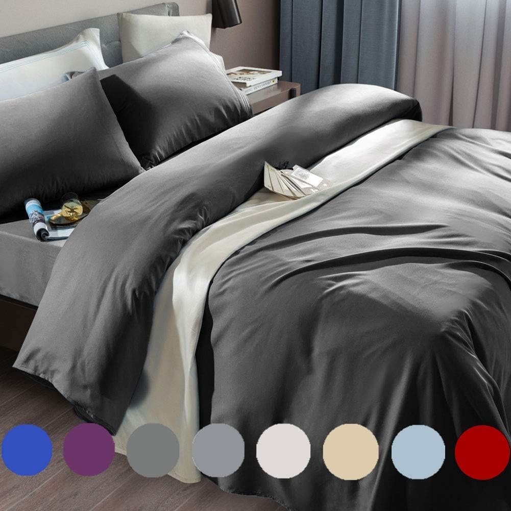 SONORO KATE Bed Sheet Set Super Soft Microfiber 1800 Series Luxury Egyptian Sheets Fit 18-24 Inch Deep Pocket Mattress Wrinkle-6 Piece (Dark Grey, King)