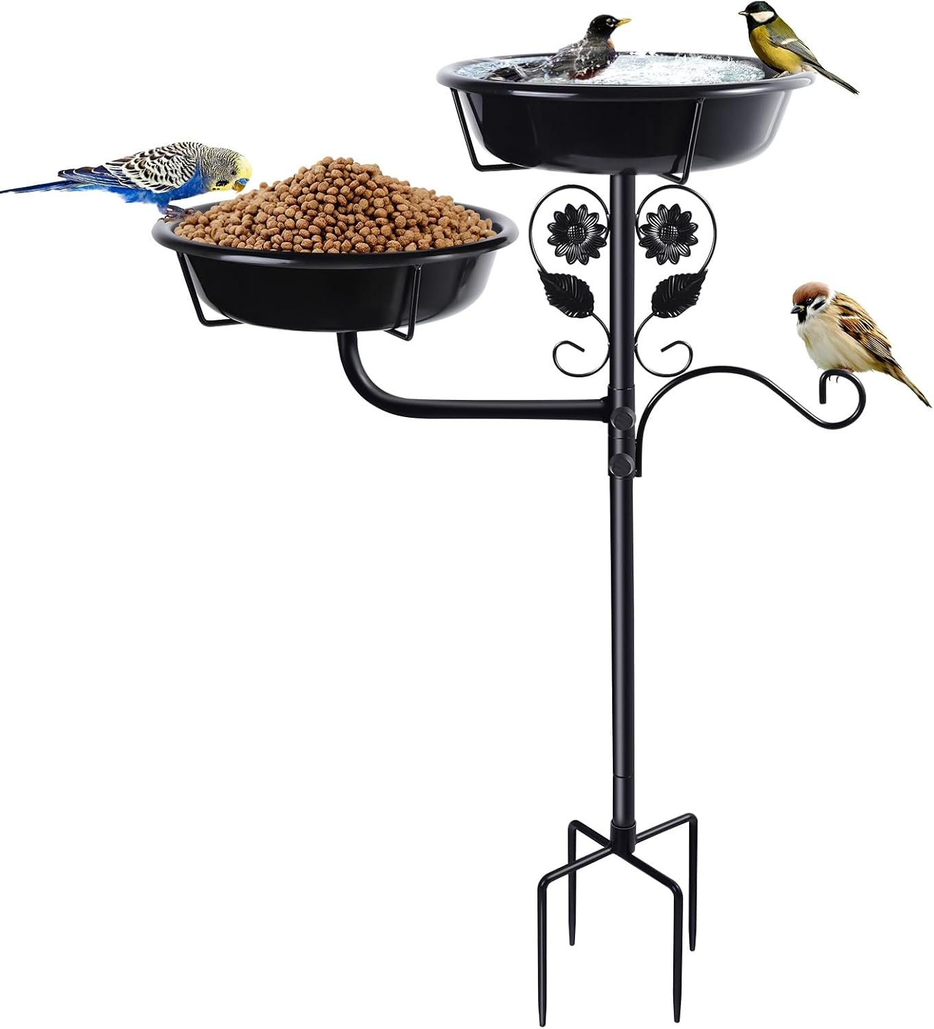 32.7 Inch Metal Bird Bath for Outside, Bird Baths for Outdoors, Bird Feeder | Double Bowls Bird Baths for Outdoors, Freestanding Birdbaths for Outdoors Garden Decor, Large Bird Feeders Stand Outdoors