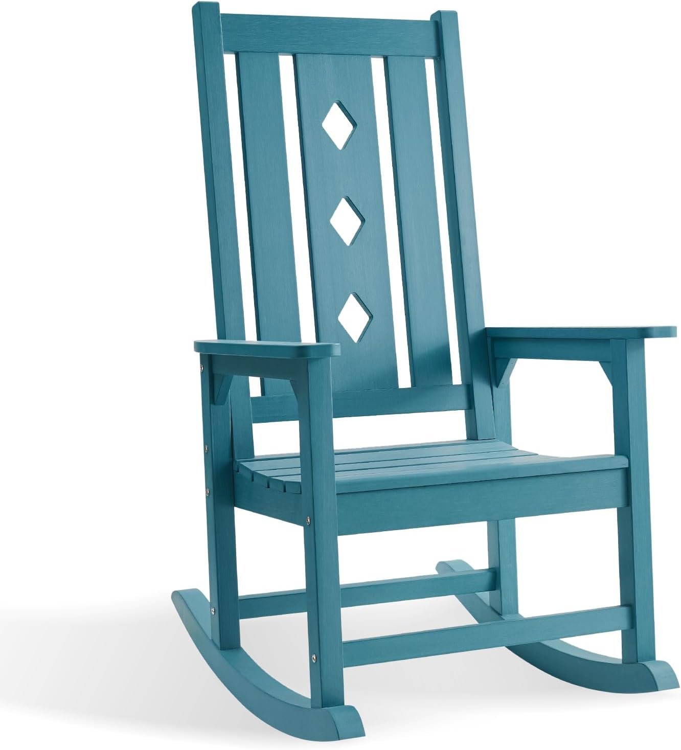 Oversized Outdoor Rocking Chair, Porch Rocker with High Back – Blue | All Weather Resistant rocking chair for Lawn Garden, HDPE Patio Rocker with 350lbs Weight Capacity