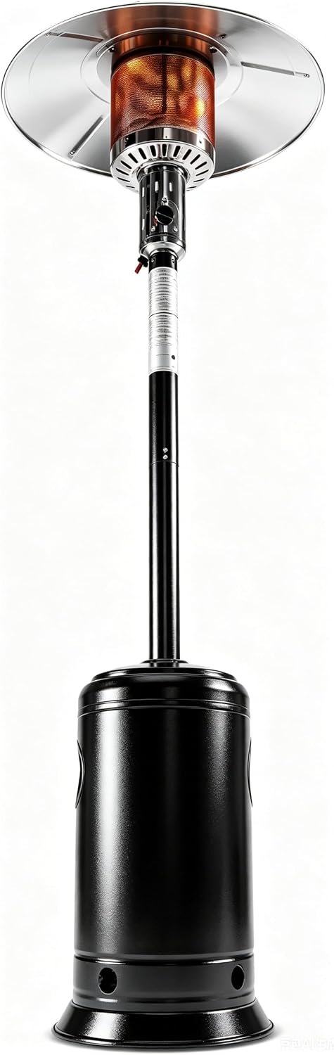 Patio Heater 88 Inch, 47,000 BTU Standing Heater with Wheels, Stainless Steel Burner, Gas Propane for Outdoor Garden Use, Hammered Black, Powder Coated Finish