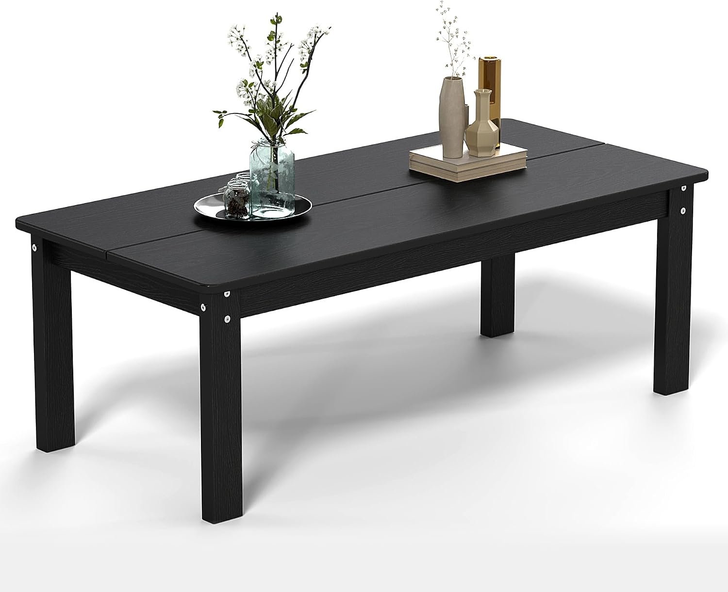 Adirondack Coffee Table, All-Weather HDPE,Black | 47.2″ x 22.7″ x 17″,220lbs,304 stainless steel hardware,Ideal for patios, decks, poolsides,Easy to Assemble,Low Maintenance