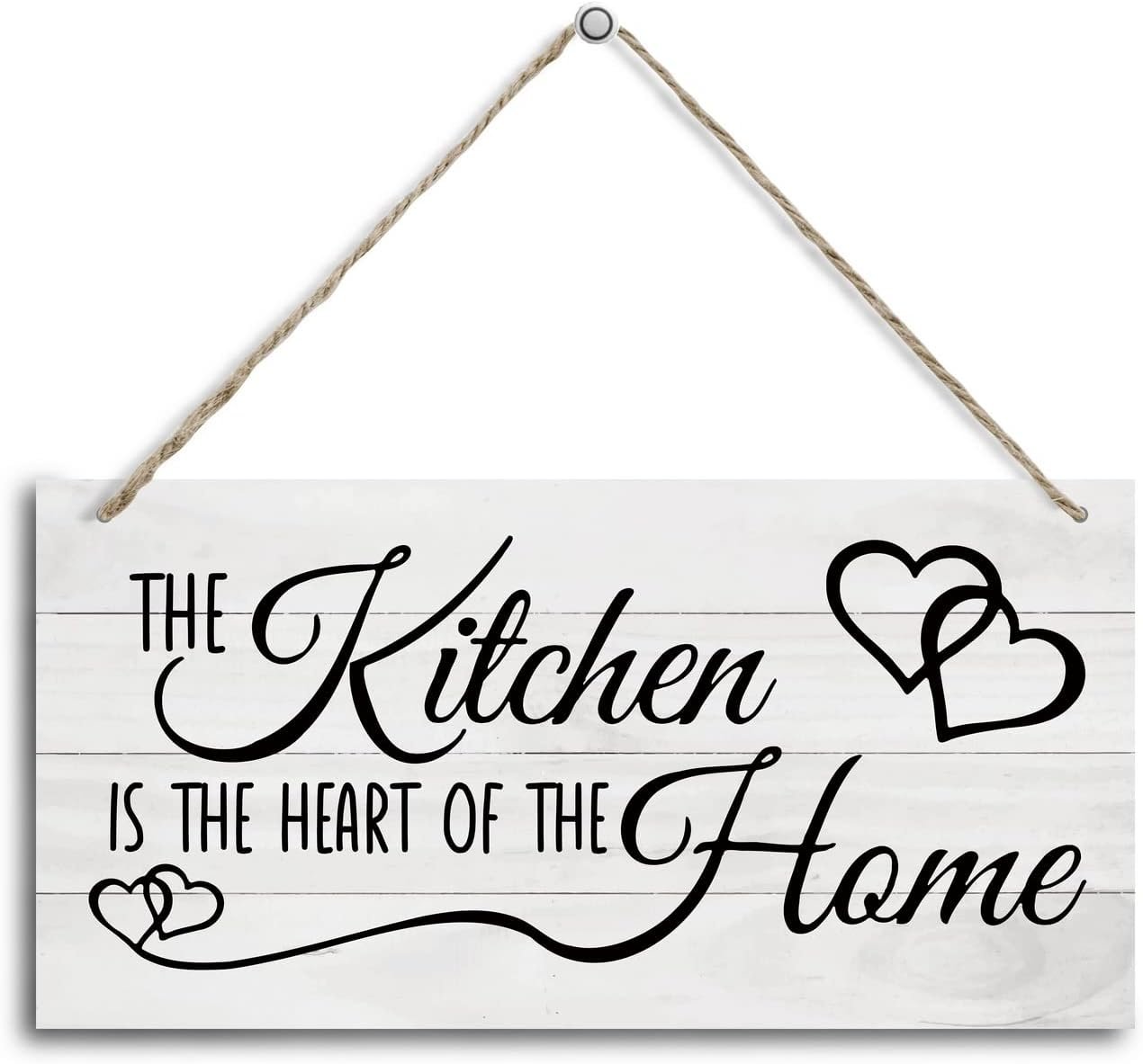 Kitchen Wood Decor Sign, The Kitchen Is the Heart of the Home, Hanging Printed Wooden Plaque Décor, Rustic Farmhouse Home Wall Decor for Kitchen, Dining Room Decoration 12x 6inch