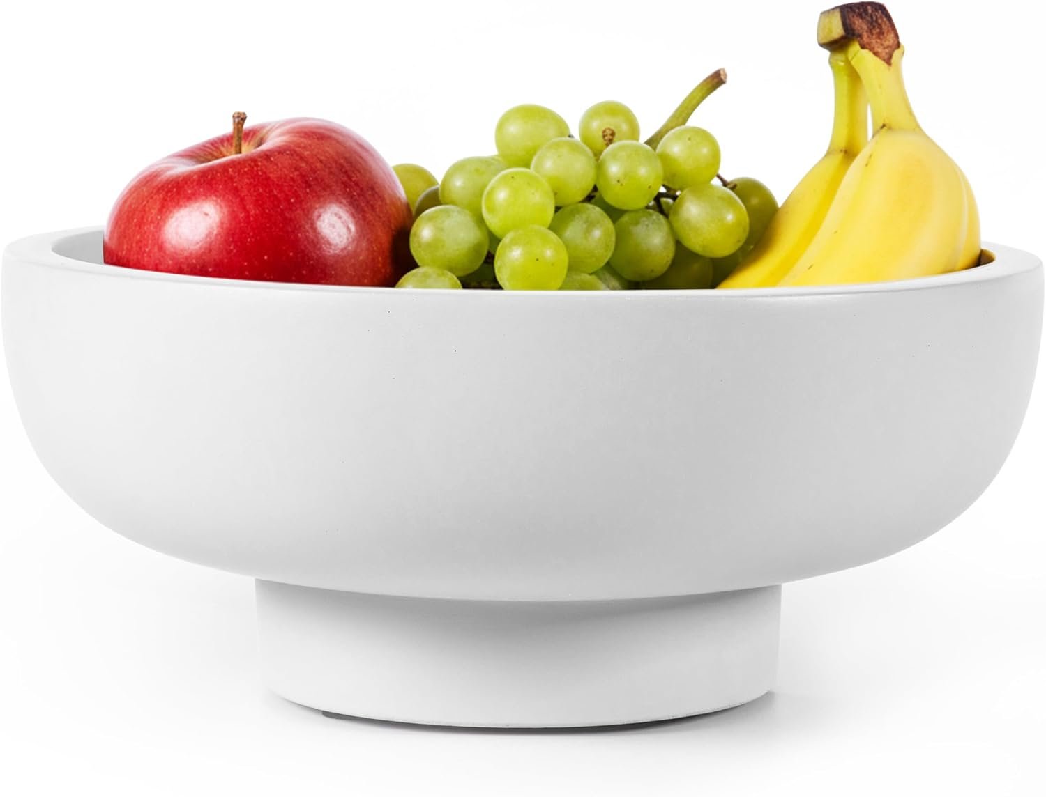 Concrete Fruit Bowl – Large Decorative Pedestal Bowl for Kitchen Counter, Entryway, or Coffee Table – Modern Catch – All Key Bowl – Heavyweight Centerpiece for Home Decor (Stone Grey)