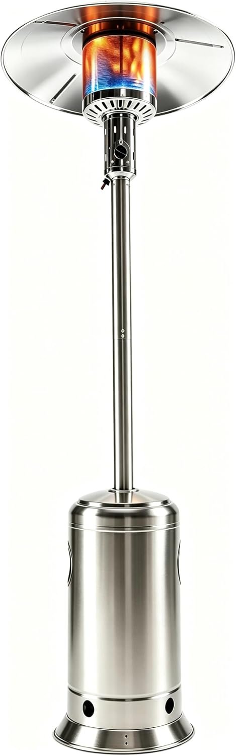 LEGACY HEATING 88inch Standing Heaters Outdoor with Wheels, Stainless Steel Burner, Gas Propane Patio Heater for Outdoor Garden Use, 47000BTU