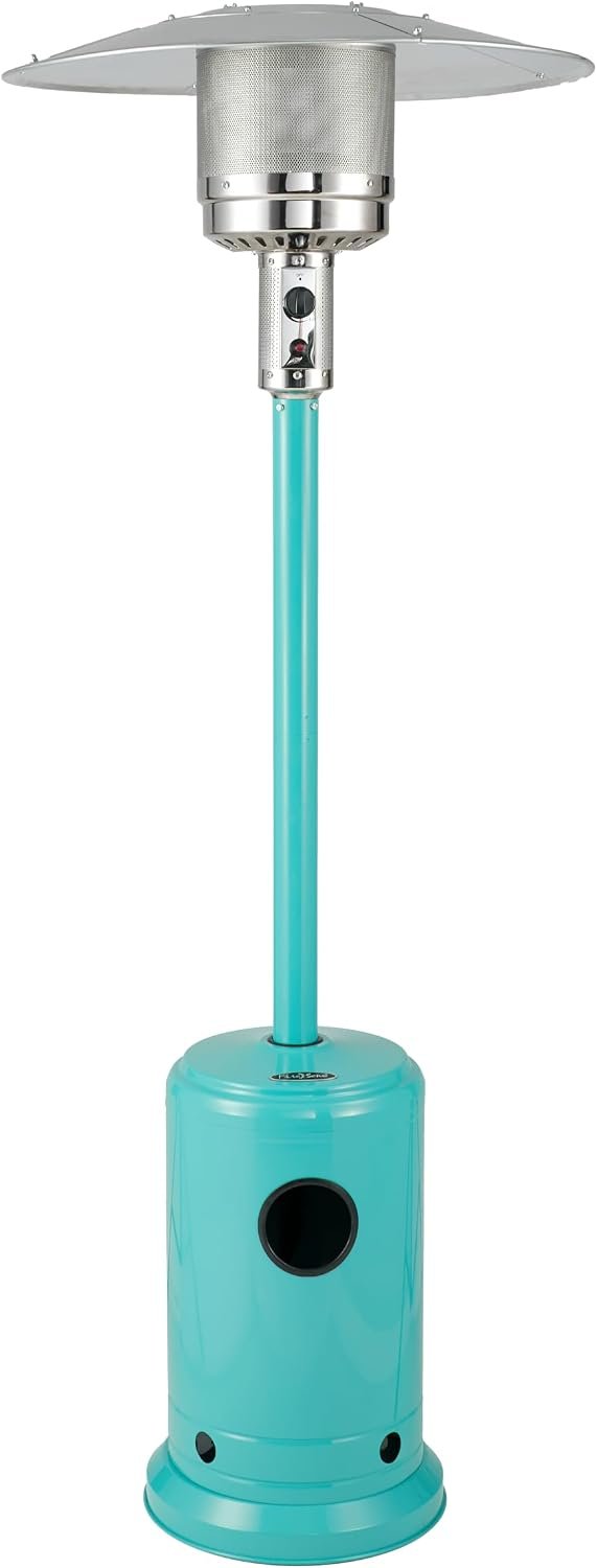 Fire Sense 61130 Patio Heater with Wheels, 48,000 BTU, Aqua Blue | Electronic Ignition System, Portable Outdoor Propane Heater, All Seasons