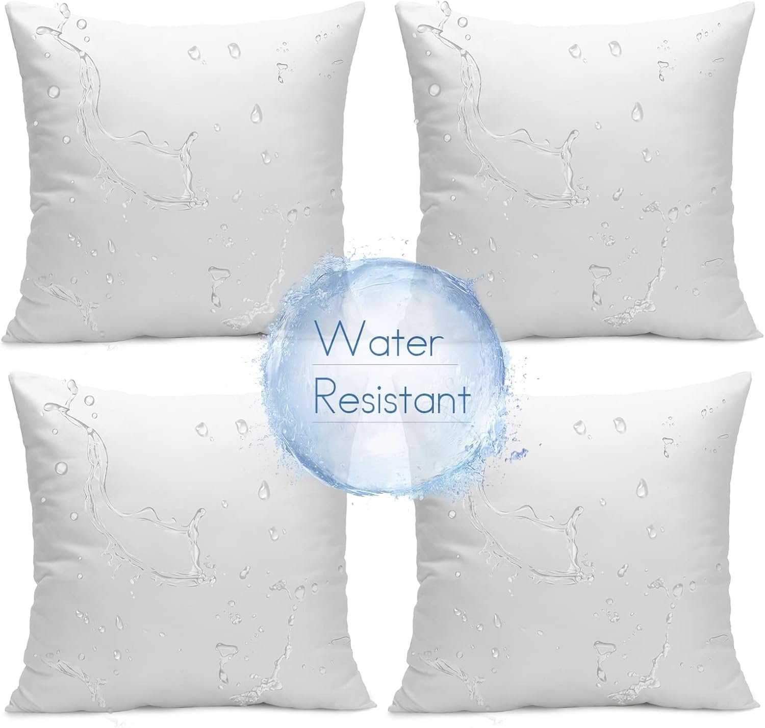 Ashler Outdoor Pillows, 18 x 18 Waterproof Pillow Inserts Set of 4 | Throw Pillow Inserts for Patio, Waterproof, Hypoallergenic, Water Resistant, Indoor Outdoor Decorative