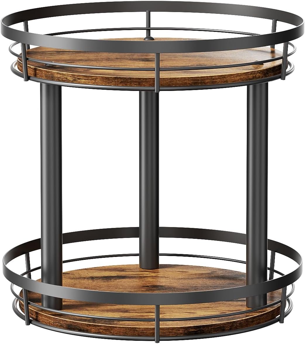 LAMU 10” Wood Lazy Susan Spice Rack Organizer, 2 Tier Spice Organization for Cabinet, Countertop, Kitchen, Table Top, Pantry, Condiment and Seasoning Rack Organizer