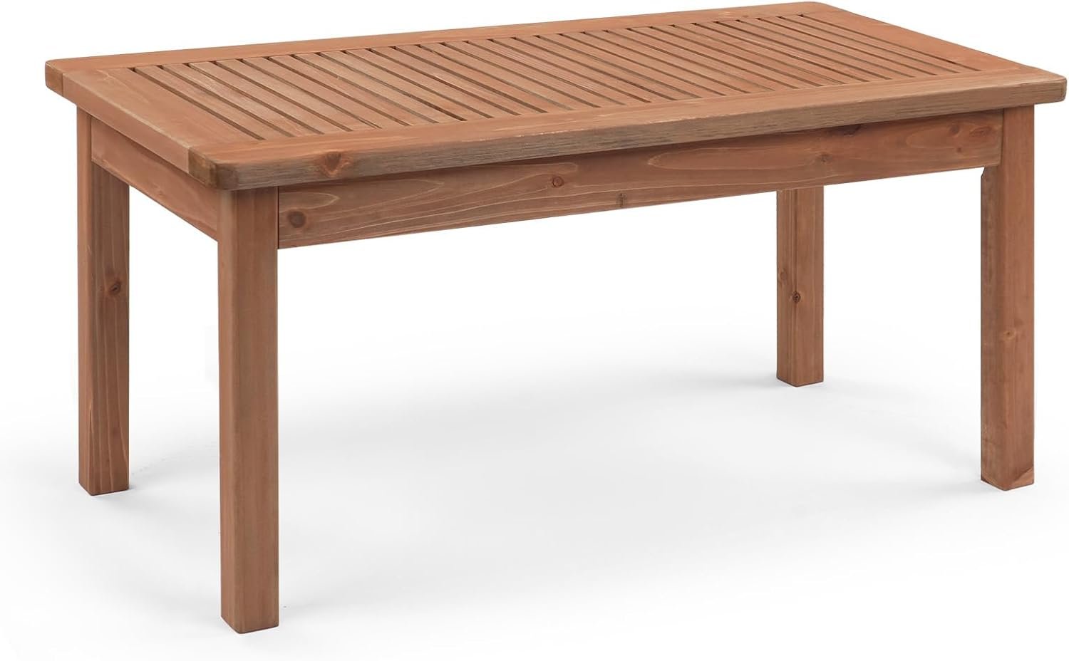 VINGLI Outdoor Wood Coffee Table, 35″ Farmhouse Side Table for Patio, Solid Cedar Wood Accent Table with Slatted Tabletop, Weather-Resistant End Table for Garden, Poolside, Lawn, Living Room (Brown)