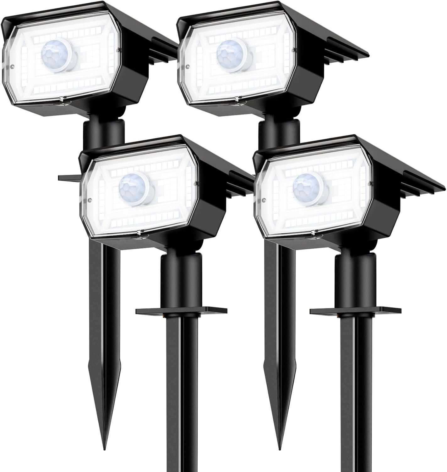 nipify Solar Lights Outdoor Waterproof, Motion Sensor Spot Landscape Light | 4 Pack/3 Modes/56 LED, Cool White, Solar Powered, Lighting for Outside Pathway Yard Lawn Garden Walkway Pathway