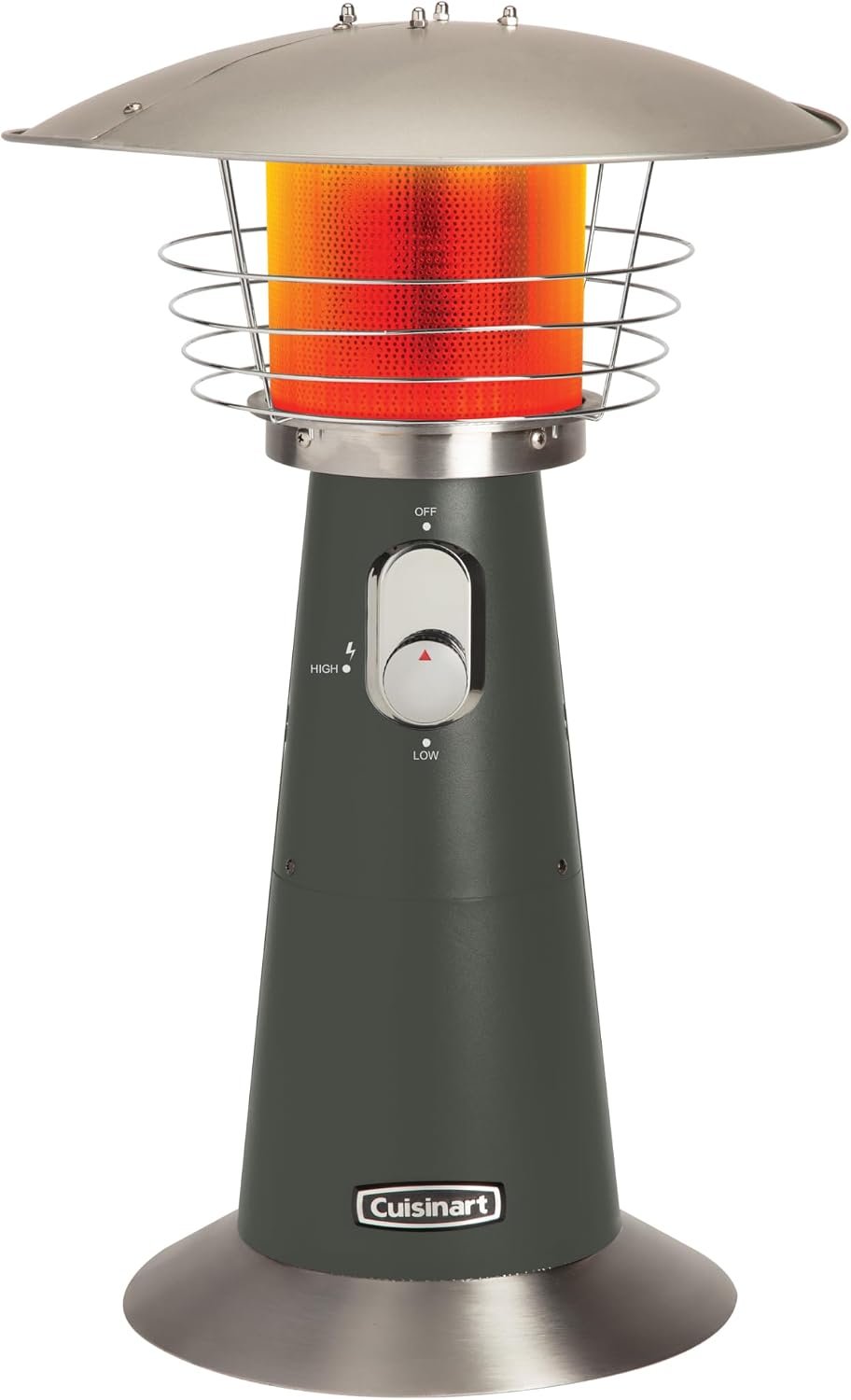 Cuisinart Patio Heater, Tabletop, Anti-Tilt Safety Switch, 11,000 BTU, Gray | Outdoor heater with adjustable heat and burner screen guard, propane heater offers a 30 sq. ft. heat range, COH-514