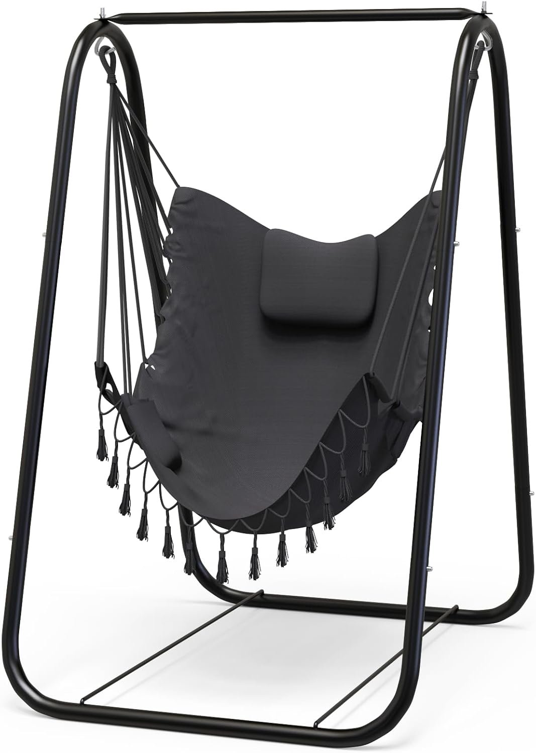 G TALECO GEAR Hammock Chair with Stand, Heavy Duty A-Frame | Beam Design, Square Support Base, Rustproof Swing Stand with Chiar for Indoor Outdoor Patio Yard Garden Porch (Grey)