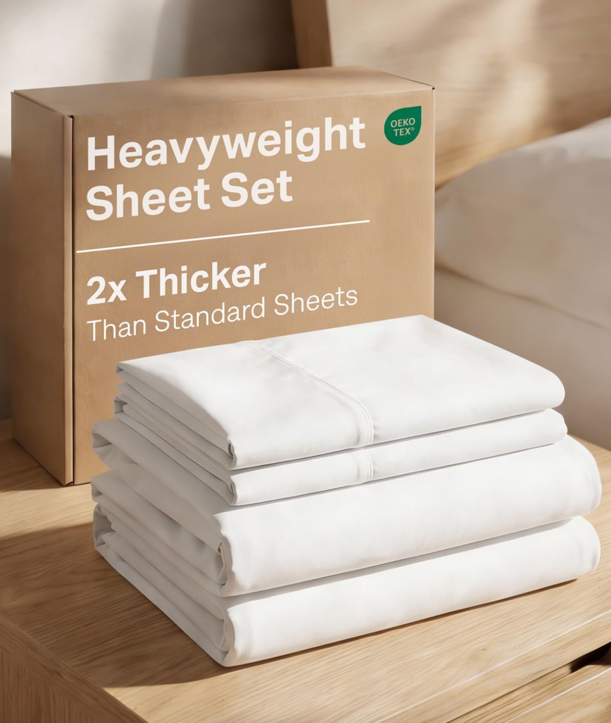 Extra Thick Heavyweight King 4 Piece Sheet Set – Premium Luxury – White | High End Super Luxury King Bed Set, Heavyweight Hotel Quality Sheets with Deep Pockets, Easy-Fit and Ultra-Soft, Breathable