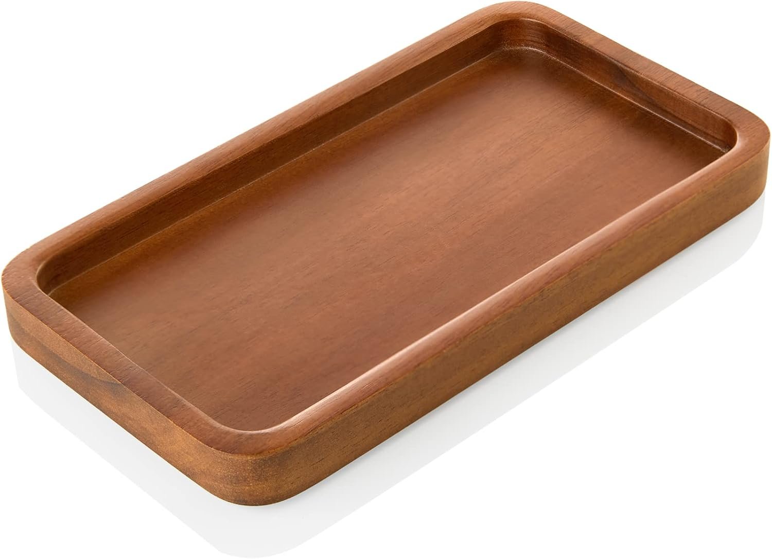 ALELION 6″ Small Tiny Bathroom Vanity Tray for Counter – Acacia Wood Dish Soap Dispenser Tray for Kitchen – Decorative Tray for Kitchen Dresser Tops Perfume Jewelry