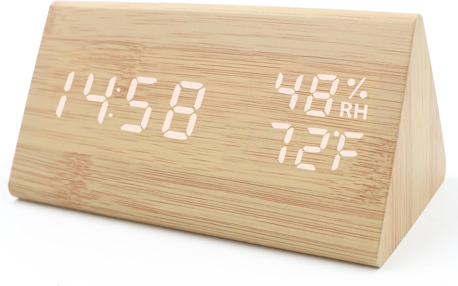 Wooden Digital Alarm Clocks for Bedrooms – Electric Desk Clock with Large Numbers, DC Port, Loud Alarm for Heavy Sleepers, Adjustable Volume, Dimmer, Wood Décor, Adapter Powered