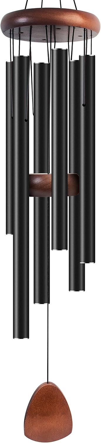 Bursvik 37″ Aluminum Wind Chimes for Outside(Black), Patio Zen Decor Gift | Creates Calming Zen Atmosphere, Classic Melodies, Great Gift for Mom, Ideal Outdoor Decoration