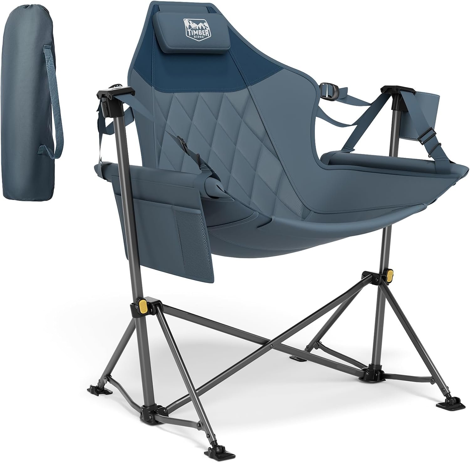 TIMBER RIDGE Hammock Camping Chair, Portable Oversized Swinging Camp Chairs | Heavy Duty Folding Hammock Chair with Adjustable Backrest, Foldable Chair for Camping, Beach and Patio, 300lbs Load, Blue