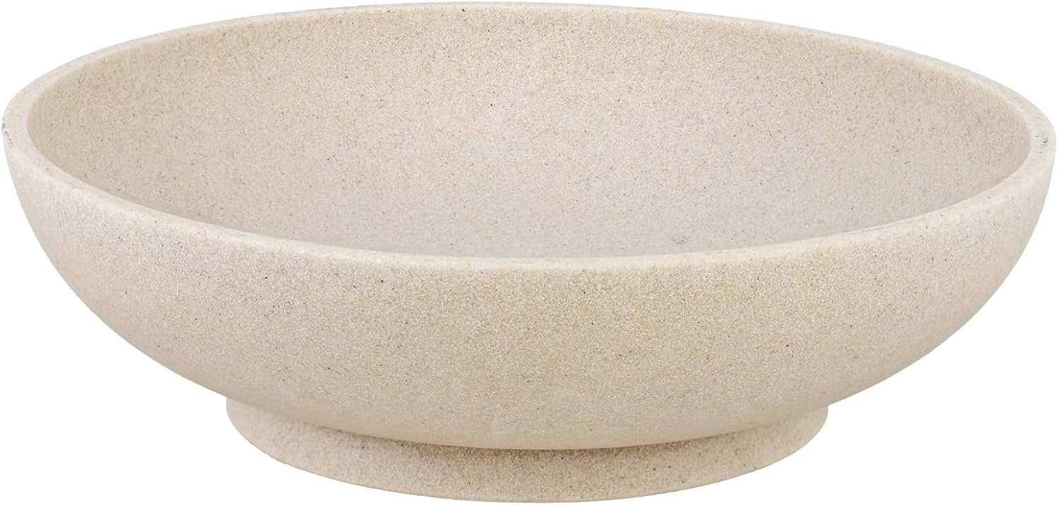 L’ARL GMVOI Large Decorative Bowl,Modern Fruit Bowl for Kitchen Counter,Handicraft Decorative Bowls for Home Decor,Stylish Key Bowl for Entry Table – Artificial Stone Beige