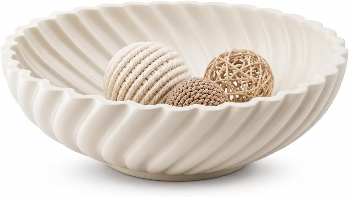 Ceramic Decorative Bowl, 10”×3”, Stylish Fruit Bowl for Kitchen Counter