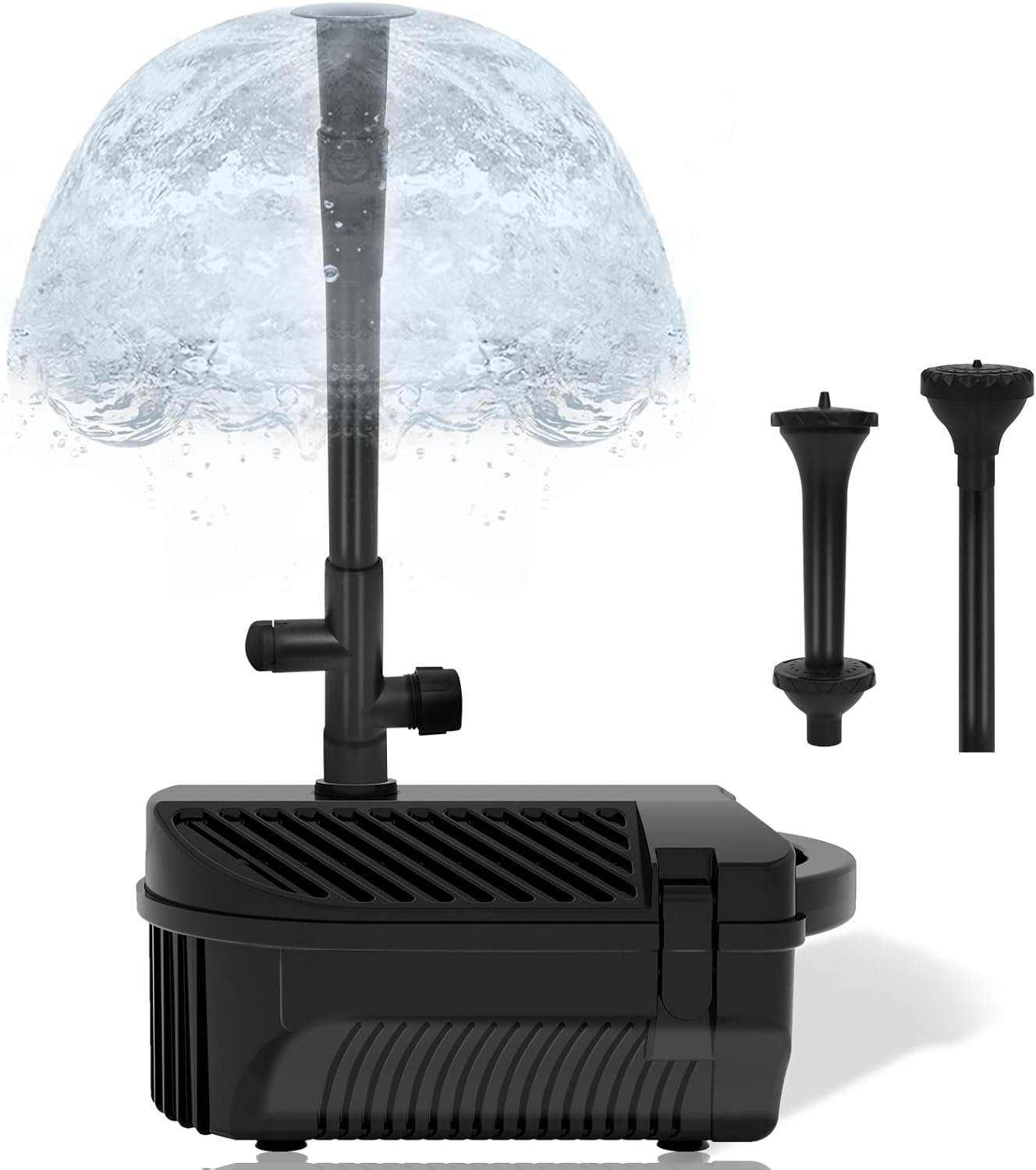 1320GPH/100W Large Water Fountain Pump, Pond Pump Fountain Kits | Pond Pump Filter for Outdoor, Pond Equipment with 3 Nozzle Options, Adjustable Water Flow, IPX8 waterproof, Black