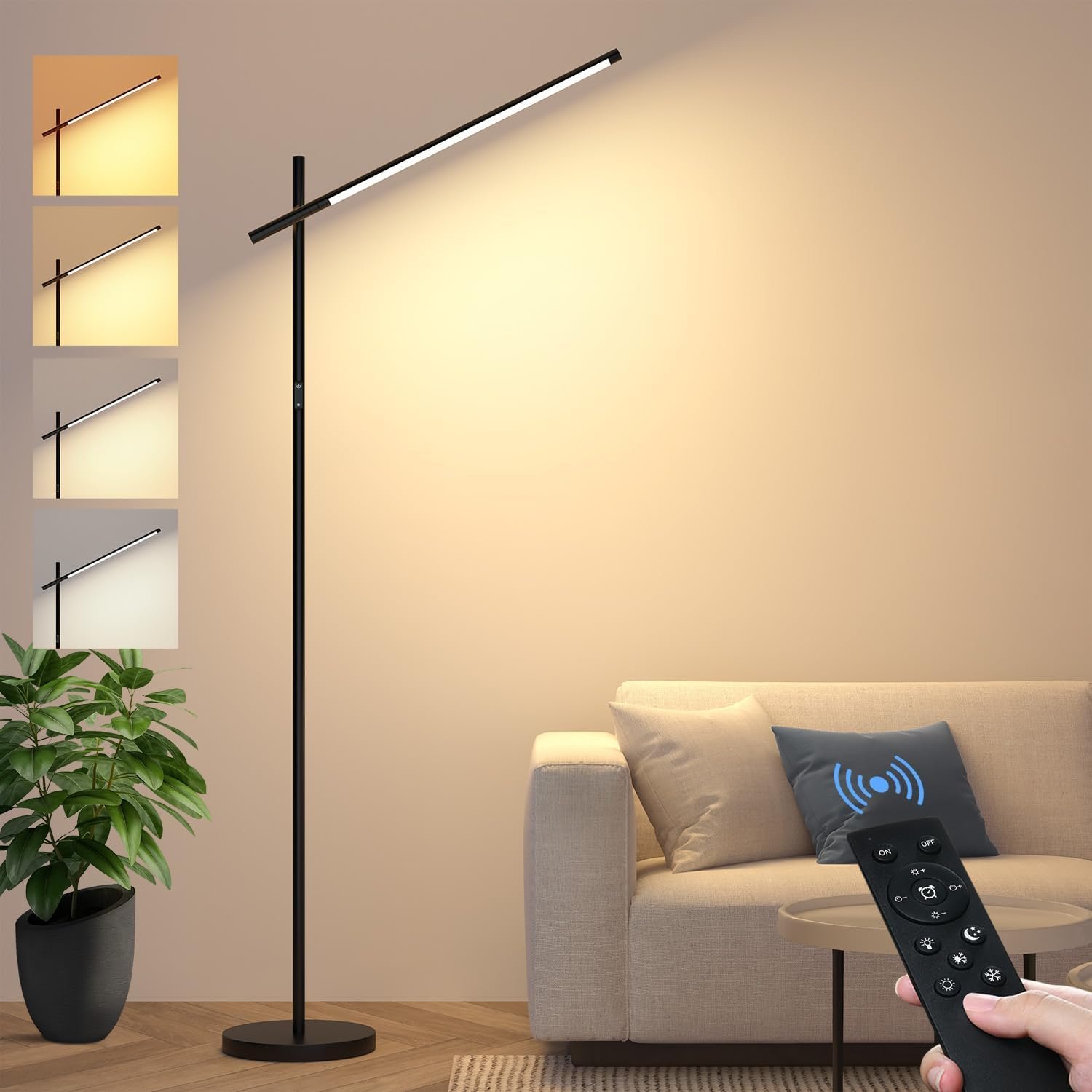 LED Corner Floor Lamp, 360°Rotating Head, Super Bright 1800LM Dimmable Minimalist Floor Lamps with Remote Control,3000K-6000K Modern Corner Light,67″ Tall Standing Lamp for Living Room,Bedroom,Office